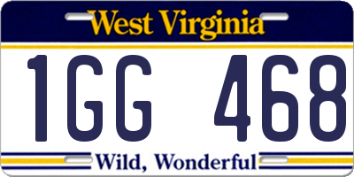 WV license plate 1GG468