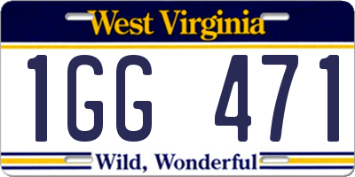 WV license plate 1GG471
