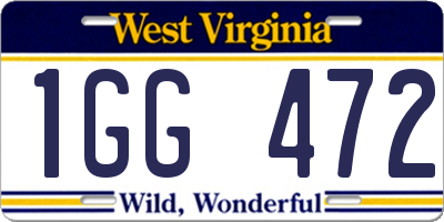 WV license plate 1GG472