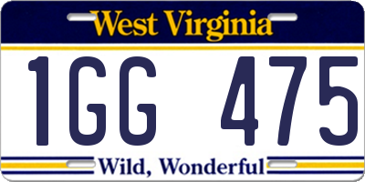 WV license plate 1GG475