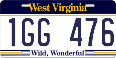 WV license plate 1GG476