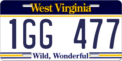 WV license plate 1GG477