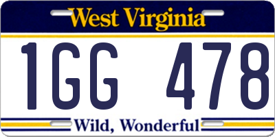 WV license plate 1GG478