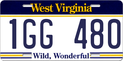 WV license plate 1GG480