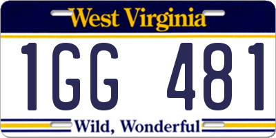 WV license plate 1GG481
