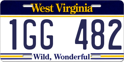 WV license plate 1GG482