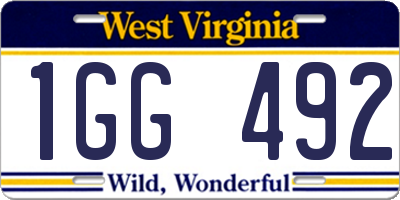 WV license plate 1GG492