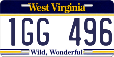 WV license plate 1GG496