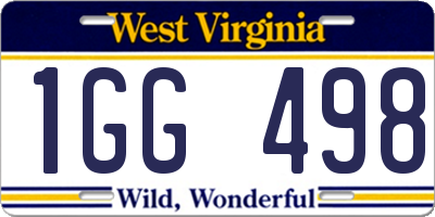 WV license plate 1GG498