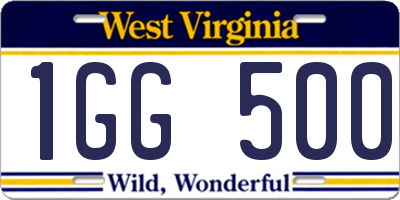WV license plate 1GG500