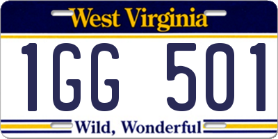 WV license plate 1GG501
