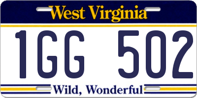 WV license plate 1GG502