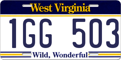 WV license plate 1GG503