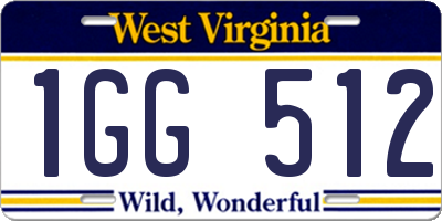 WV license plate 1GG512