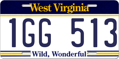 WV license plate 1GG513