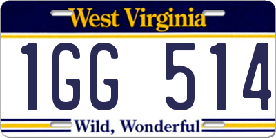 WV license plate 1GG514