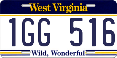 WV license plate 1GG516
