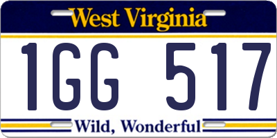 WV license plate 1GG517