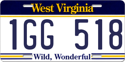 WV license plate 1GG518