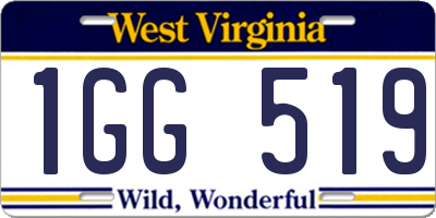 WV license plate 1GG519