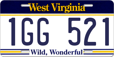 WV license plate 1GG521