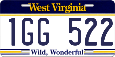 WV license plate 1GG522
