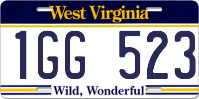 WV license plate 1GG523