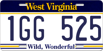 WV license plate 1GG525