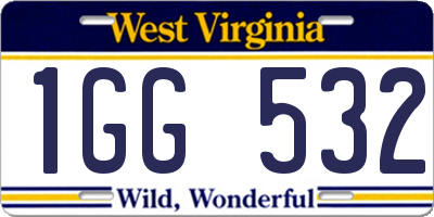 WV license plate 1GG532