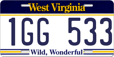 WV license plate 1GG533