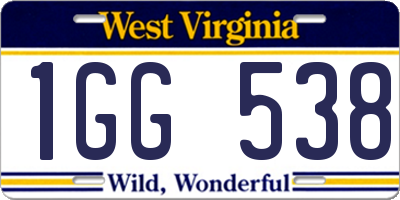 WV license plate 1GG538