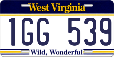 WV license plate 1GG539