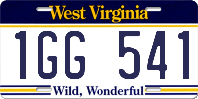 WV license plate 1GG541