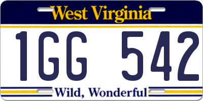 WV license plate 1GG542