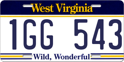 WV license plate 1GG543
