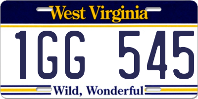 WV license plate 1GG545