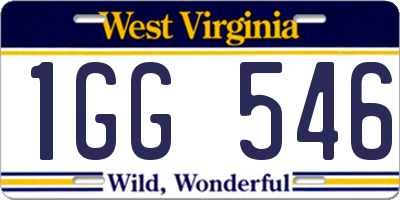 WV license plate 1GG546