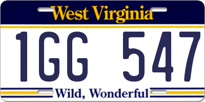 WV license plate 1GG547