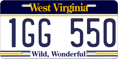 WV license plate 1GG550