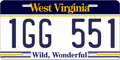 WV license plate 1GG551