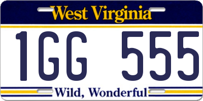 WV license plate 1GG555