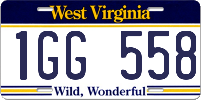 WV license plate 1GG558