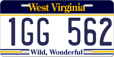 WV license plate 1GG562