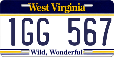 WV license plate 1GG567