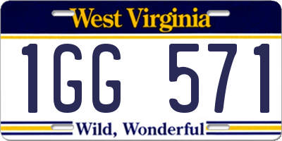 WV license plate 1GG571