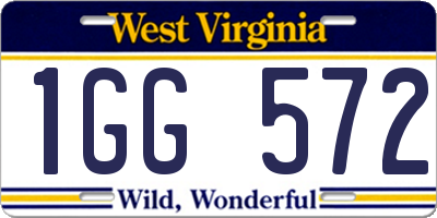 WV license plate 1GG572