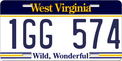 WV license plate 1GG574