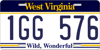 WV license plate 1GG576