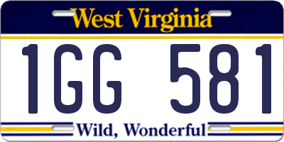 WV license plate 1GG581