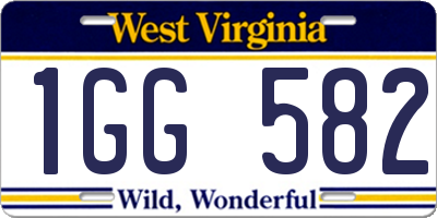 WV license plate 1GG582